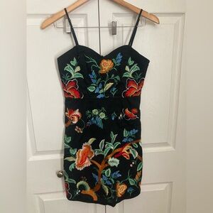 Selfie Leslie Floral Embroidered Spaghetti Strap Mini Dress